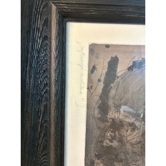 Vintage Dark Abstract Figurative Mixed Media Print Signed & Numbered Framed Art - Picture 9 of 11